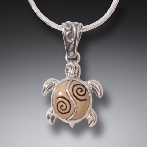 Turtle Pendant - Fossilized Ivory (Small)