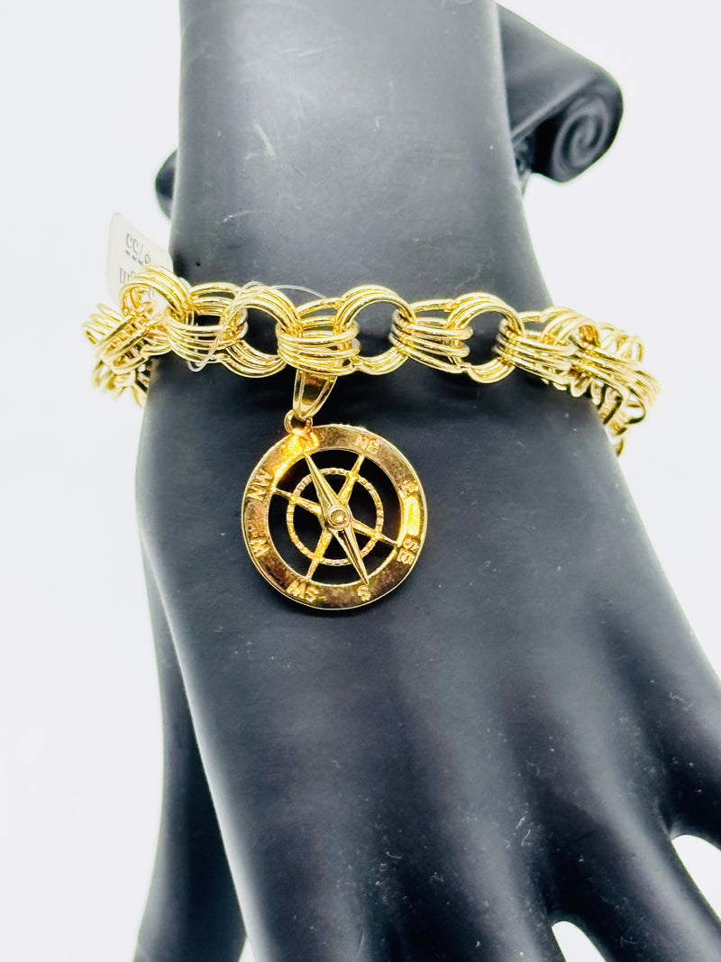 14k Gold Nautical Compass w/ Movable needle