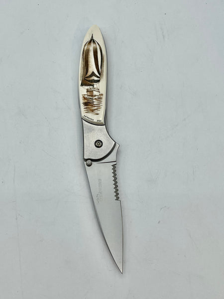 Kershaw Leek Scrimshaw Knife