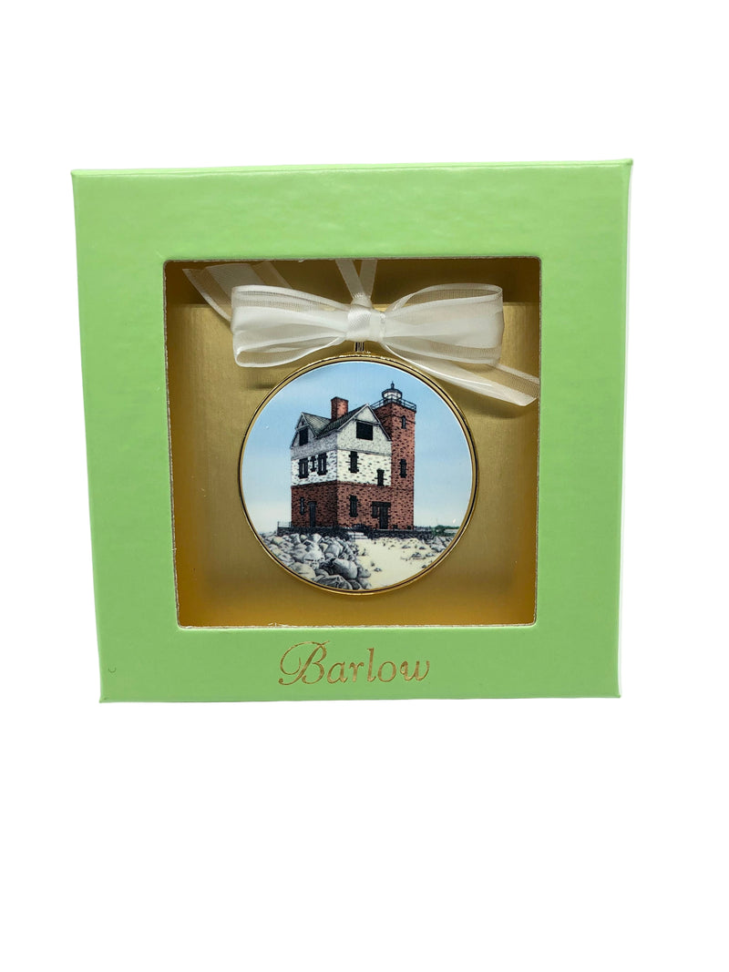 Round Island Lighthouse Reproduction Scrimshaw ornament
