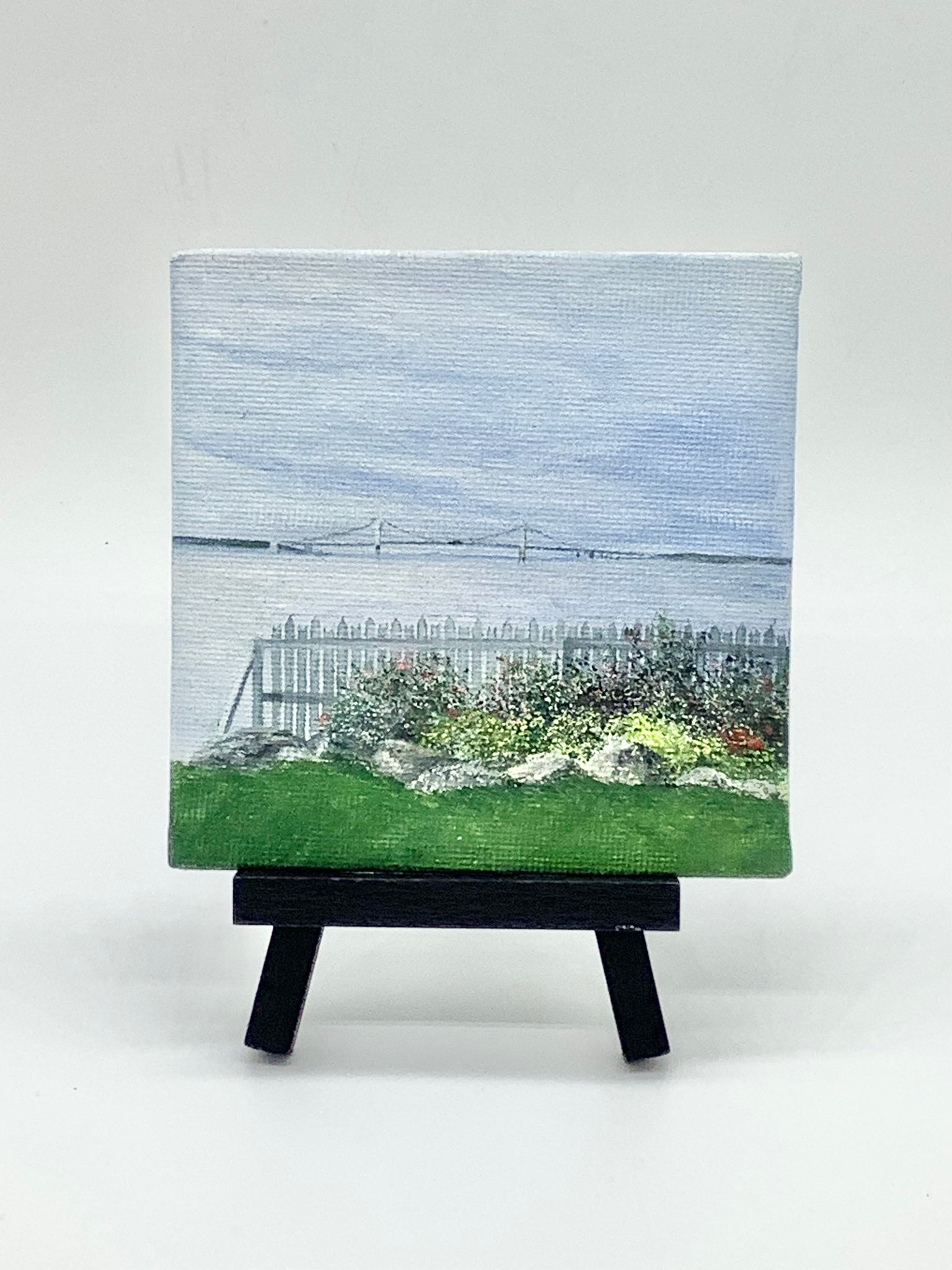 Mackinac Bridge, 4x4 Oil Painting