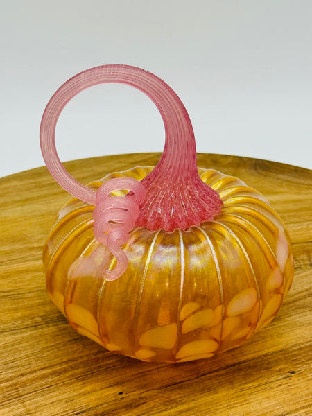 Blown Glass Pumpkin Pink & light Orange