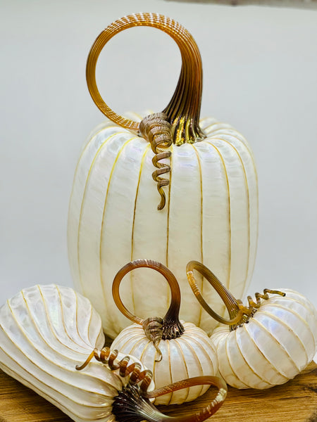 Blown Glass Leaning Pumpkin