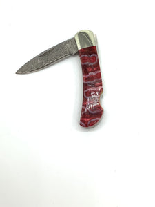 Mammoth Tooth Damascus Lock Back Pocket Knife (ONE SIDED tooth)