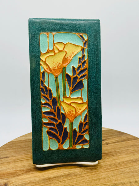 California Poppy tile by Ephraim Pottery