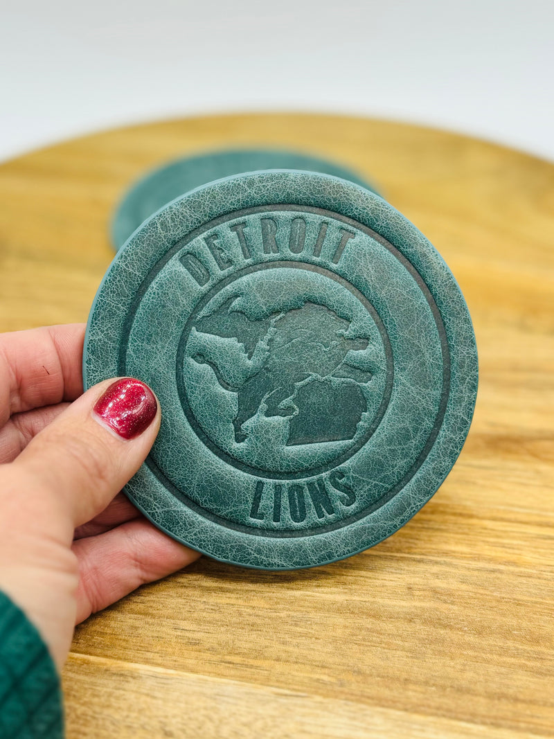 GAME DAY! Detroit Lions Leather Coasters