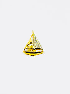 14k Gold 16pt. Diamond Sloop Pendant