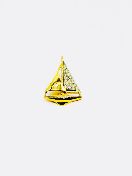 14k Gold 16pt. Diamond Sloop Pendant