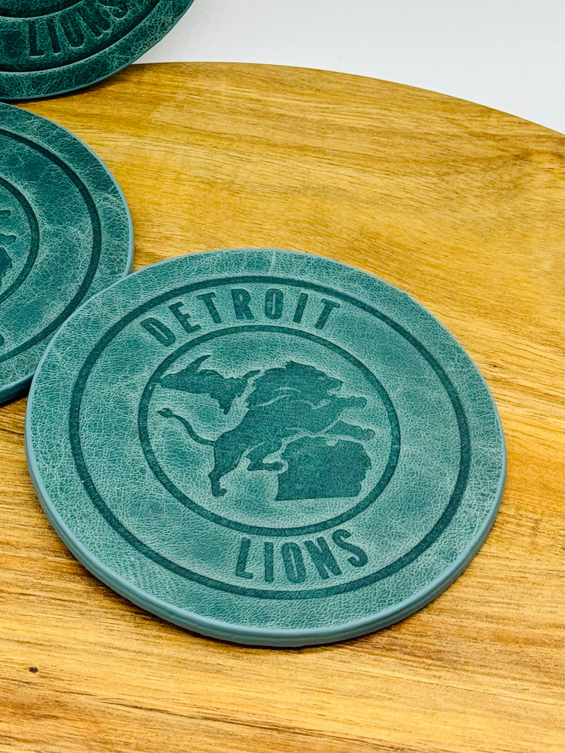 GAME DAY! Detroit Lions Leather Coasters
