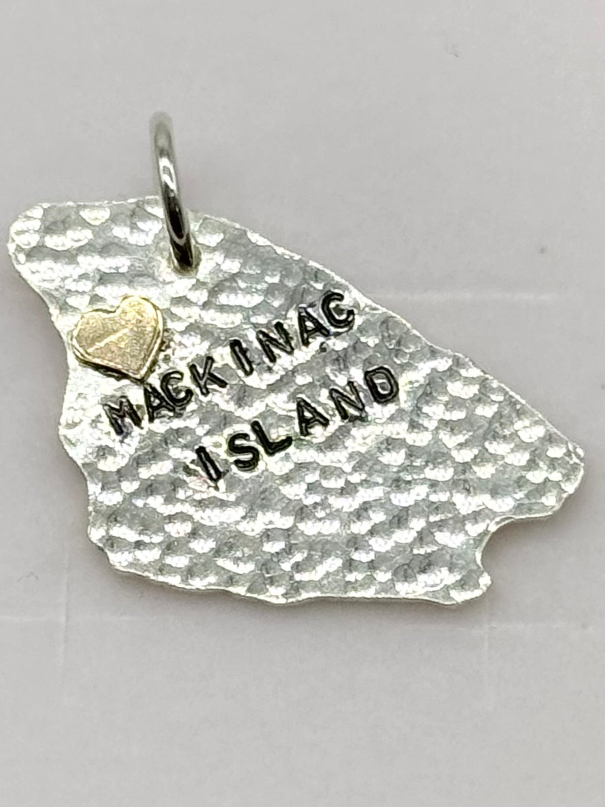 Sterling Silver Charm: Mackinac Island Pendant with Heart
