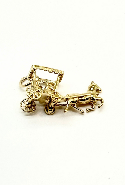 Gold Charm: Horse & Carriage