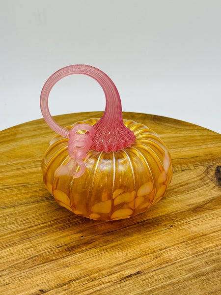 Blown Glass Pumpkin Pink & light Orange