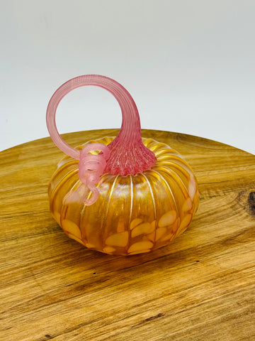 Blown Glass Pumpkin Pink & light Orange