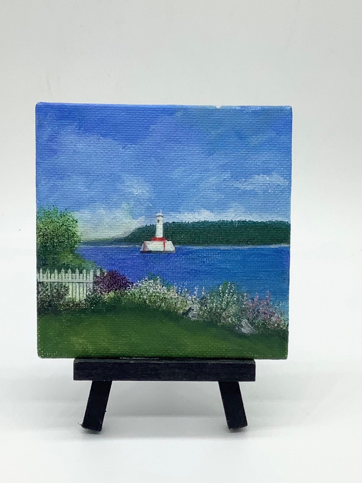 Straits of Mackinac, 4x4 Oil Painting