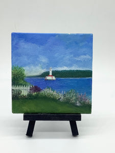 Straits of Mackinac, 4x4 Oil Painting