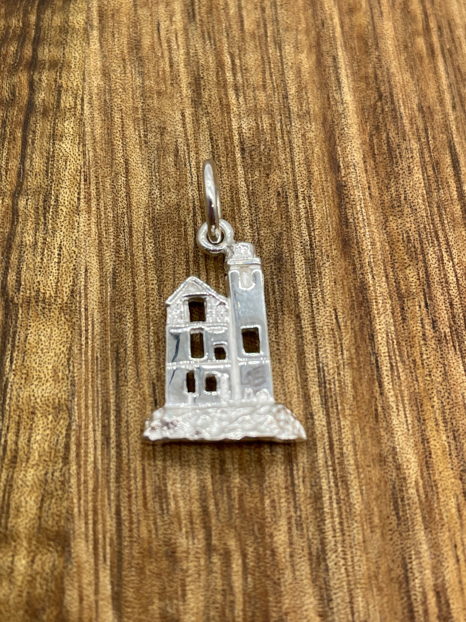 Round Island Lighthouse Sterling Silver Pendant/Charm