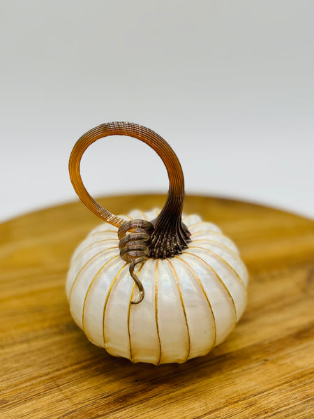 Blown Glass Pumpkin White & Golden