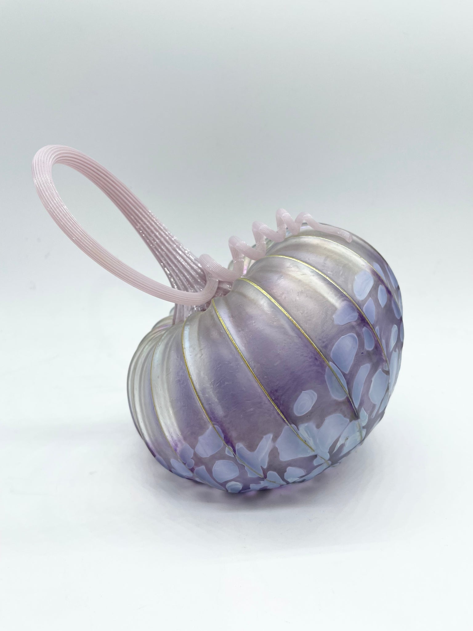 Leaning Art glass lilac pumpkin