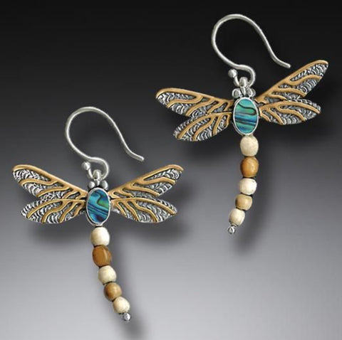 Fossilized Ivory: Dragonfly Earrings