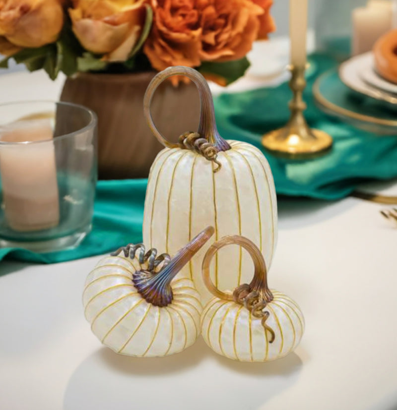 Alpine Blown Glass Pumpkins Lg. Set