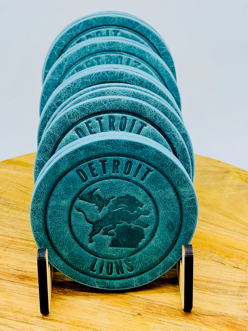 GAME DAY! Detroit Lions Leather Coasters