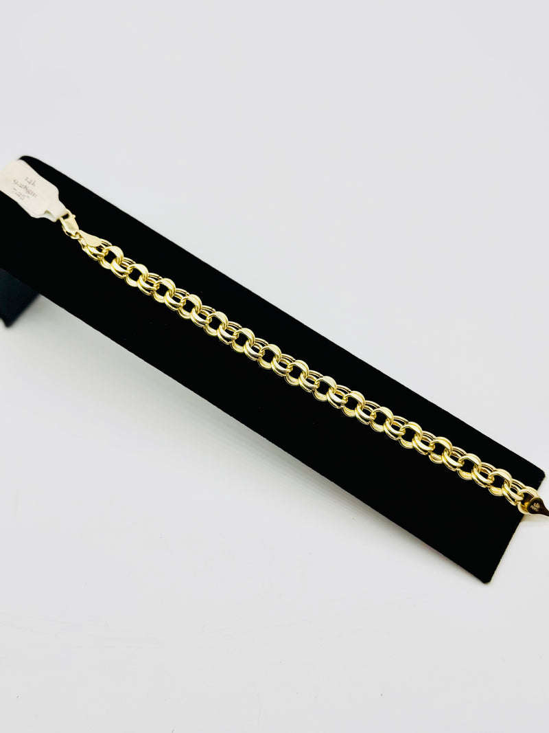 14k Gold Double Link Charm Bracelet