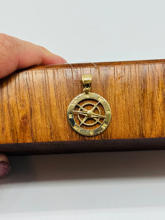 14k Gold  Nautical Compass w/ Movable needle