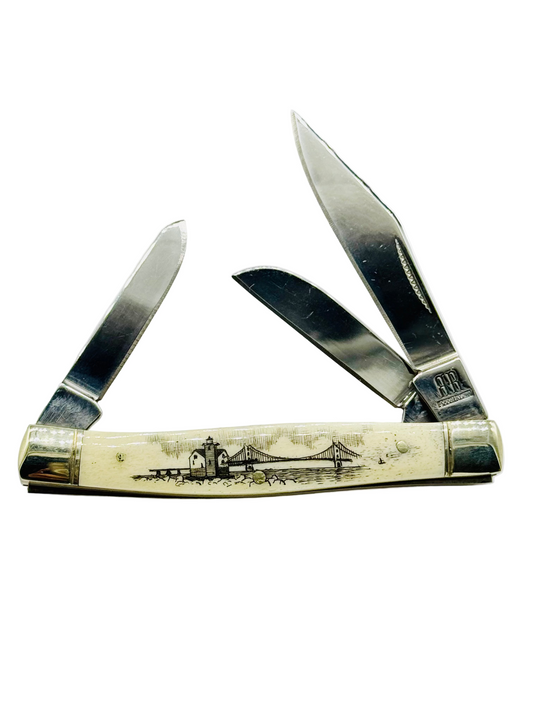 Limited Edition Round Is. Lighthouse Mackinac Bridge Pen Knife