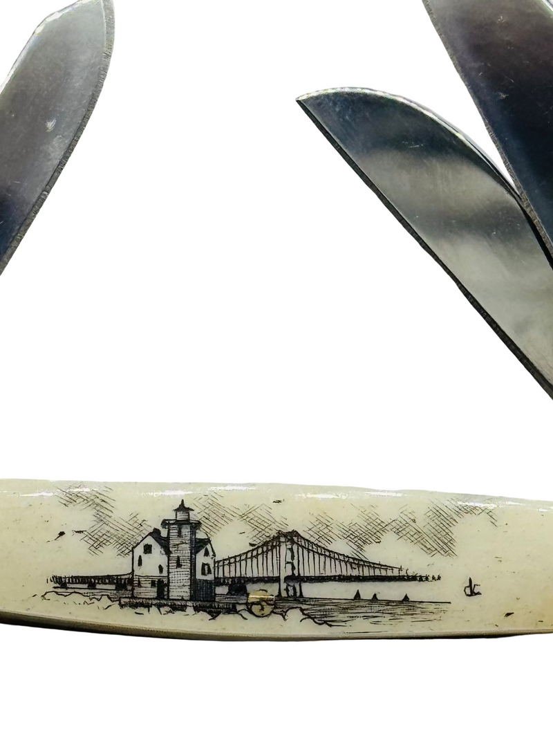Limited Edition Round Is. Lighthouse Mackinac Bridge Pen Knife