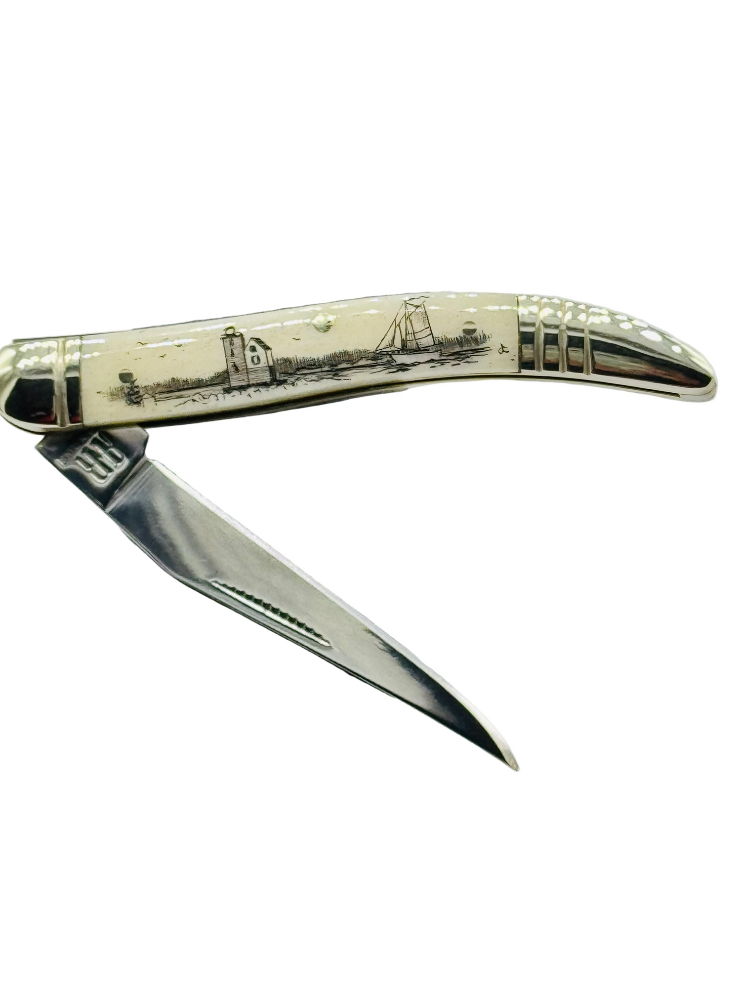 Limited Edition Scrimshaw Bone Toothpick Pocket knife