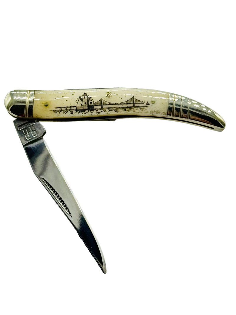 Limited Edition Scrimshaw Bone Toothpick Pocket knife