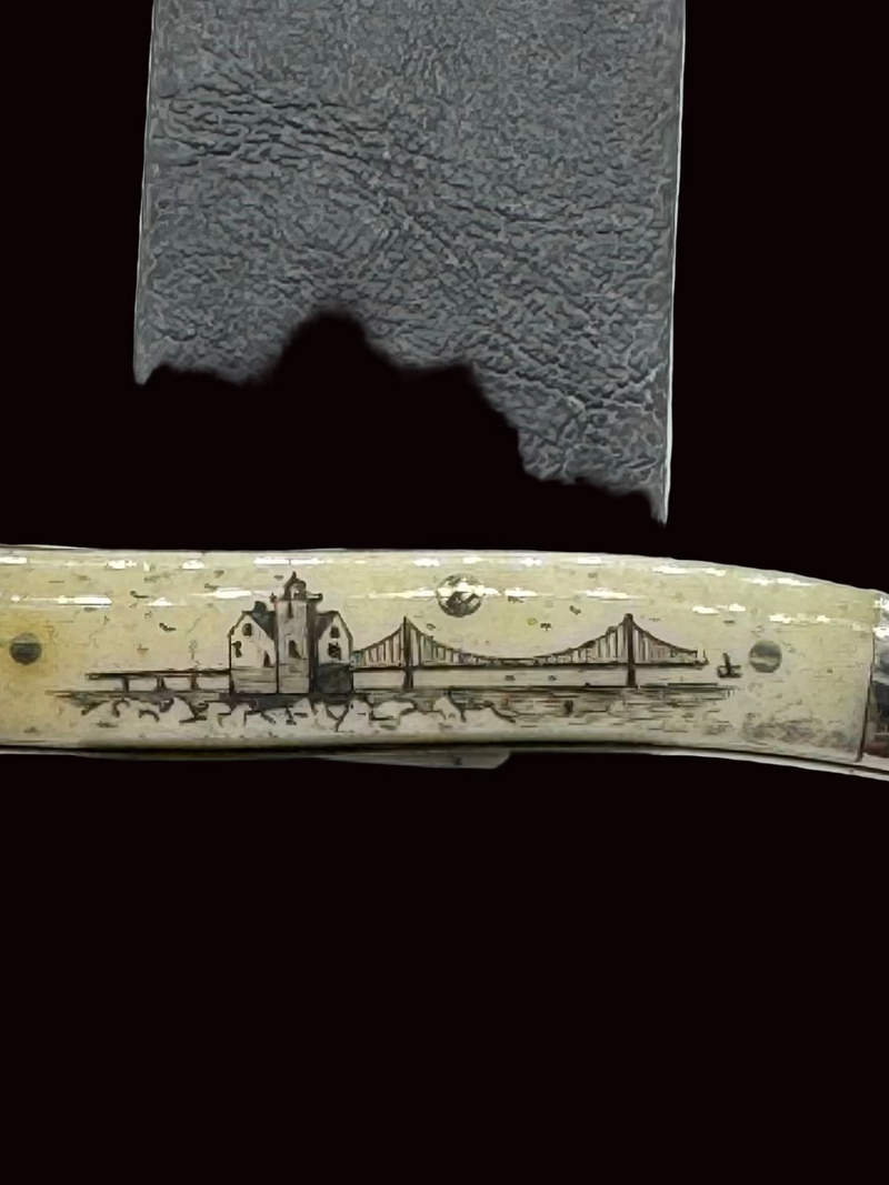 Limited Edition Scrimshaw Bone Toothpick Pocket knife