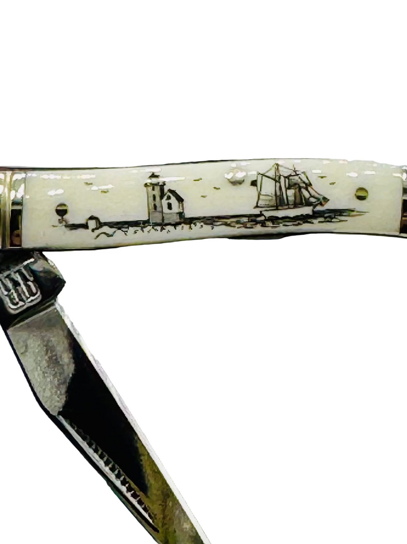 Limited Edition Scrimshaw Bone Toothpick Pocket knife