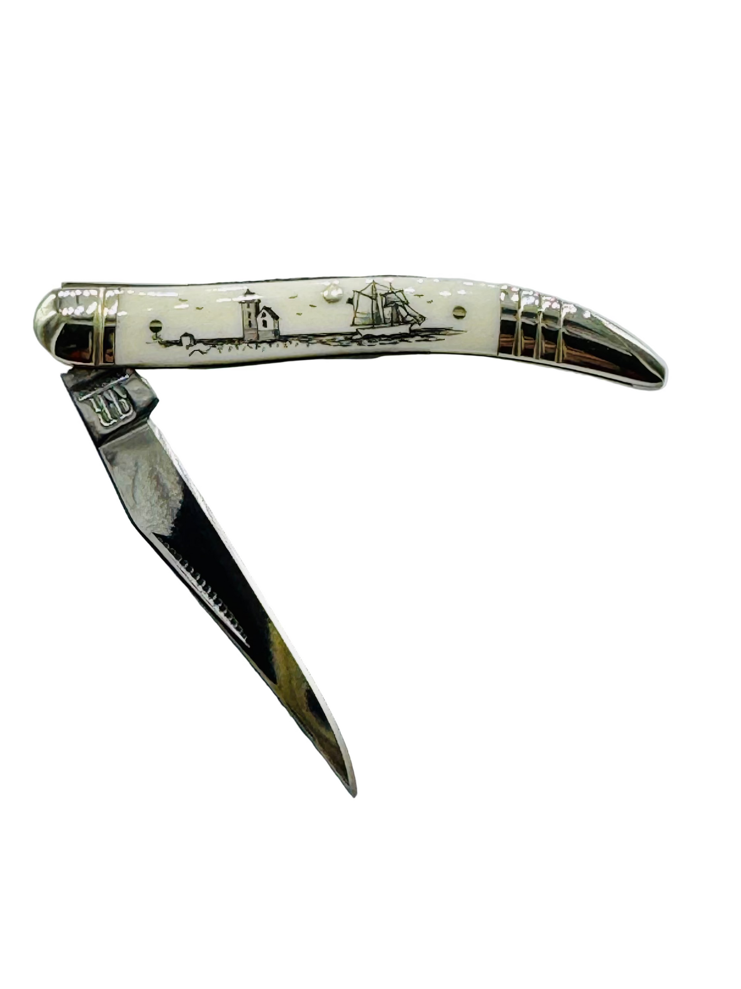 Limited Edition Scrimshaw Bone Toothpick Pocket knife