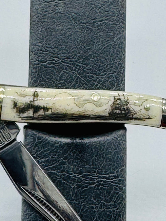Scrimshaw Bone Toothpick Pocket knife