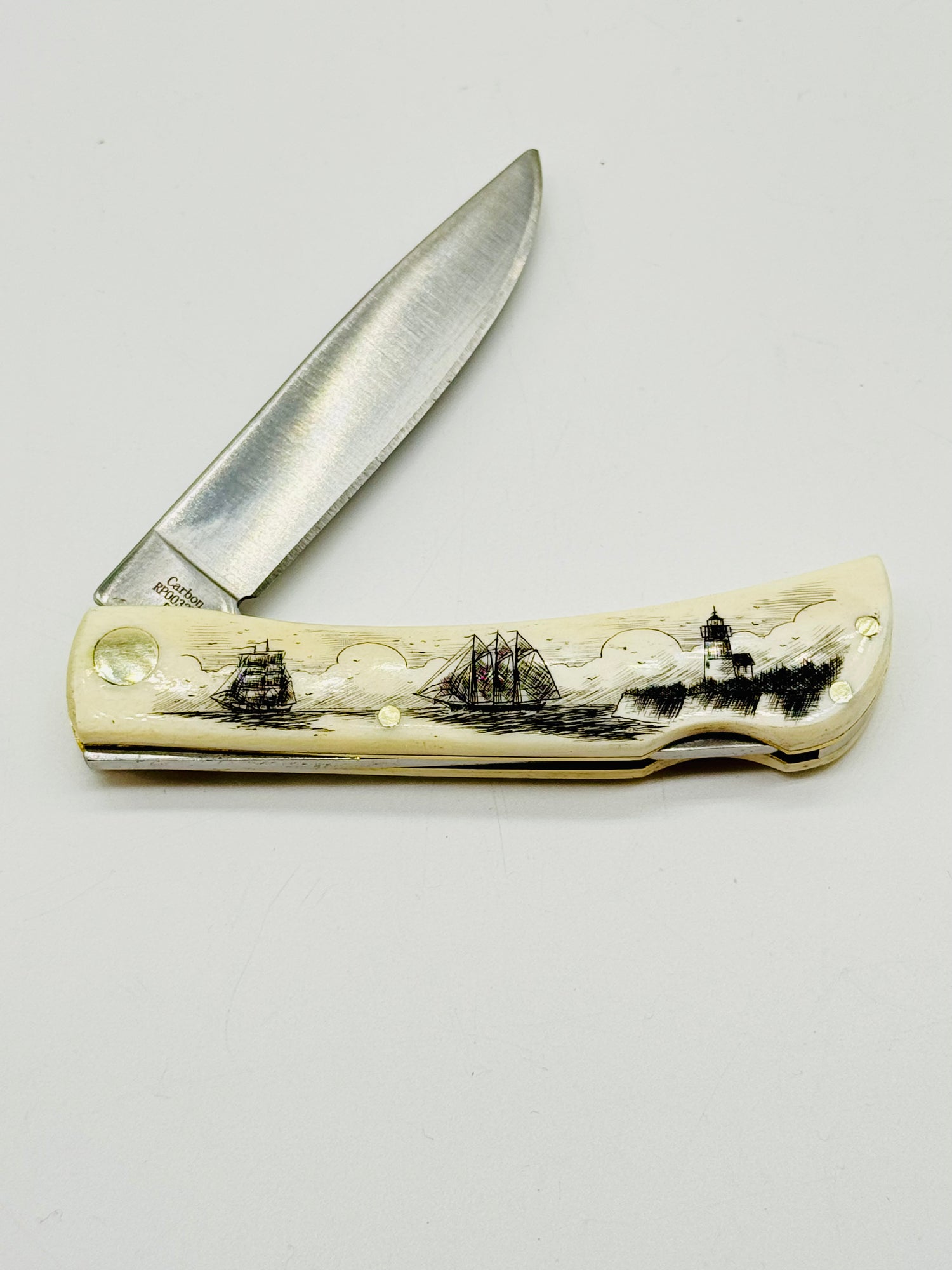 Ox Bone Scrimshaw  Pen Knife