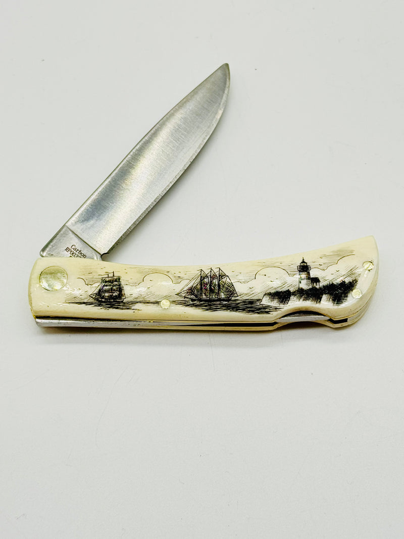 Ox Bone Scrimshaw  Pen Knife