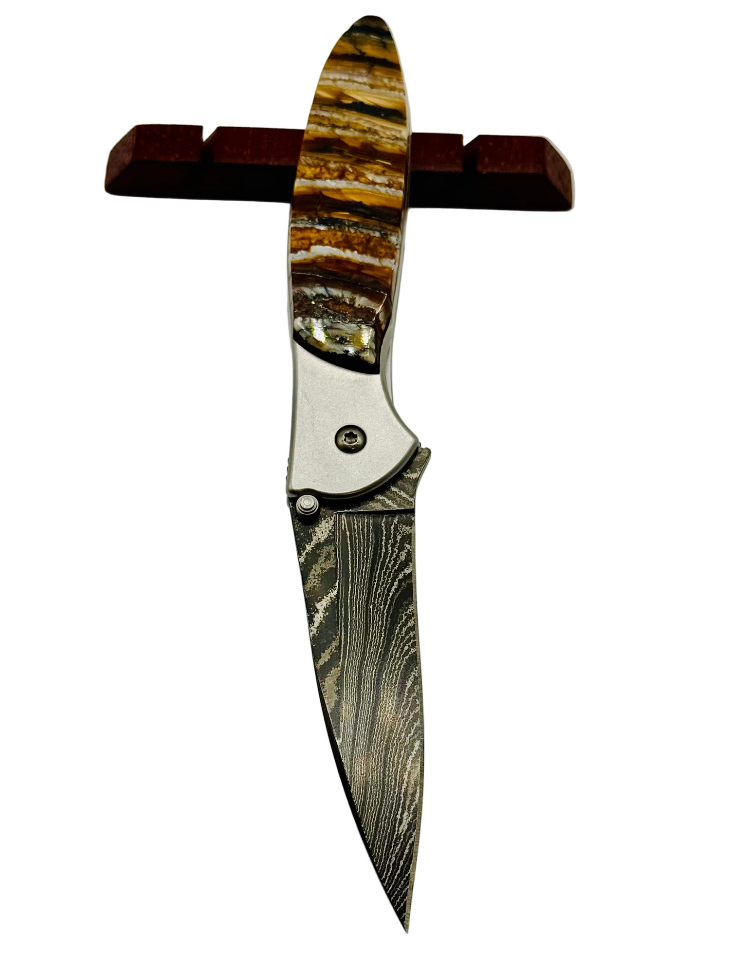 Woolly Mammoth Tooth Kershaw Leek w/Damascus Steel