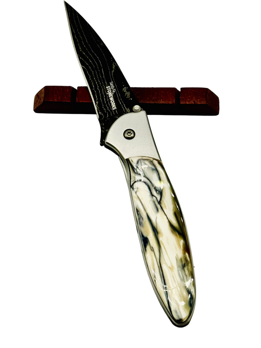 Woolly Mammoth Tusk Kershaw Leek w/Damascus Steel