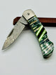 Mammoth Tooth Damascus Steel Pocket Knife