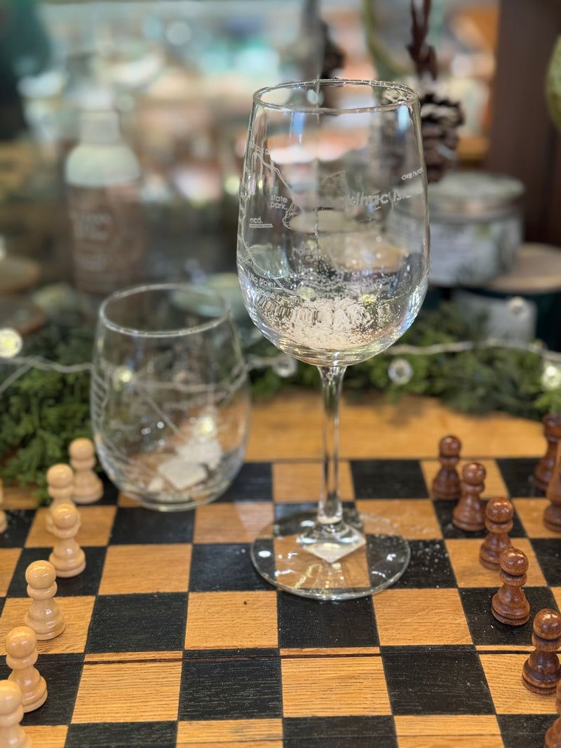 Mackinac Island Map Wine Glass