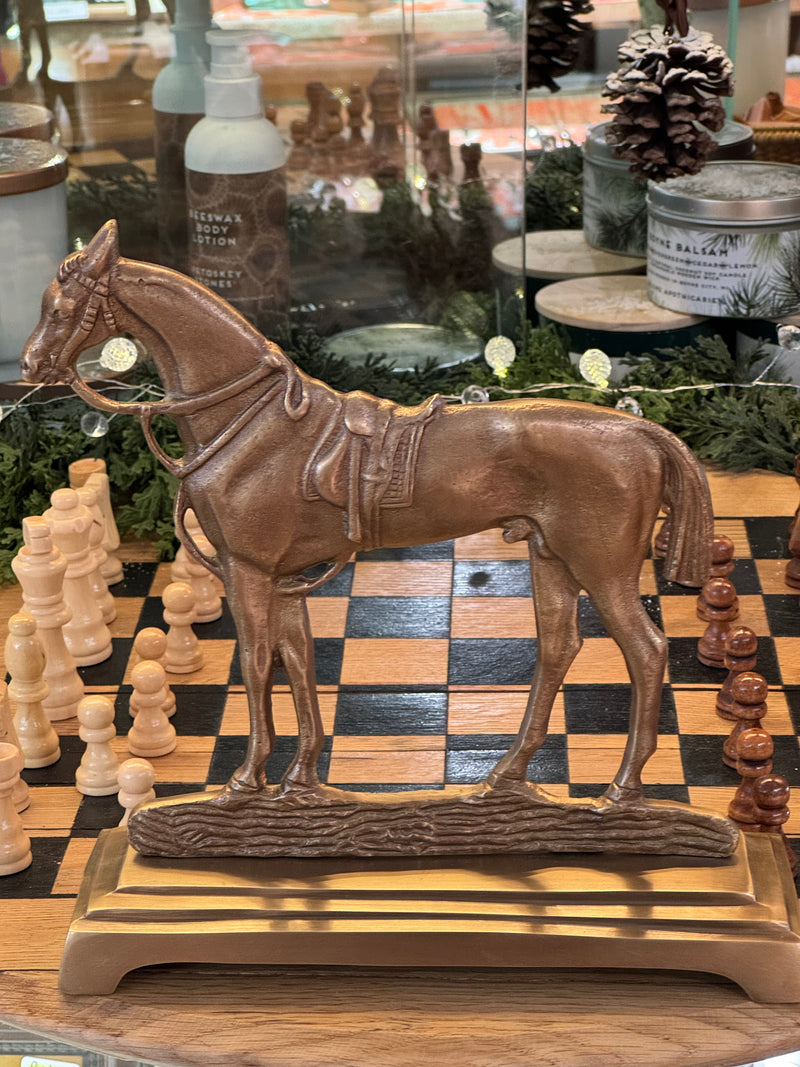 Antiqued Brass Horse Door Stop