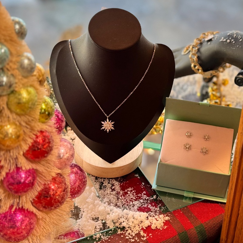 Dainty Sterling Silver Snowflake Pendant Necklace