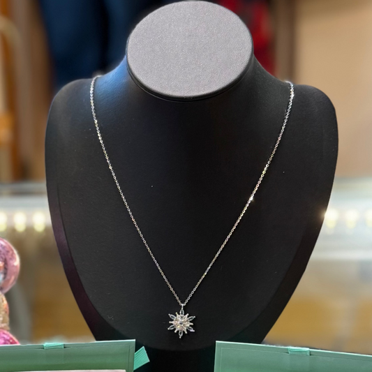 Dainty Sterling Silver Snowflake Pendant Necklace