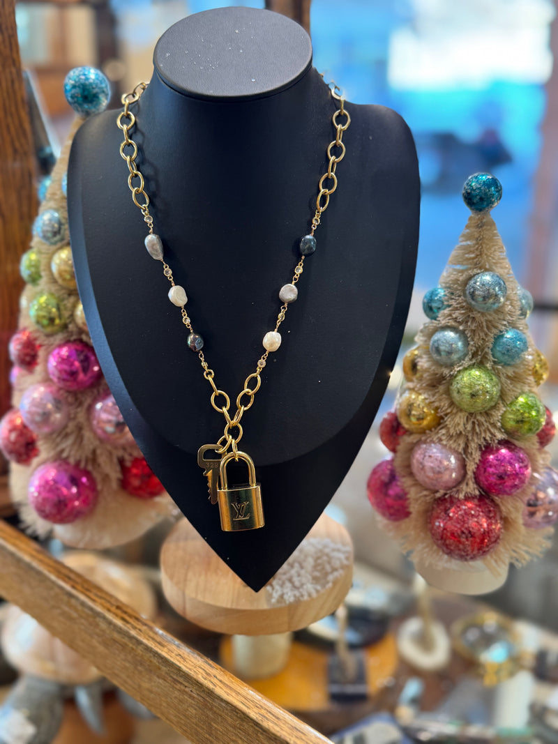 Louis Vuitton Pre-Loved Padlock Freshwater Pearl Necklace