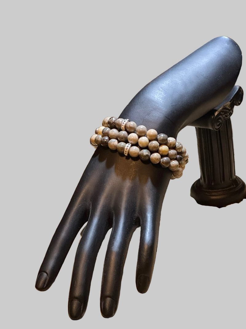Petoskey Stone Bracelet w/SS Crystal Enhancement