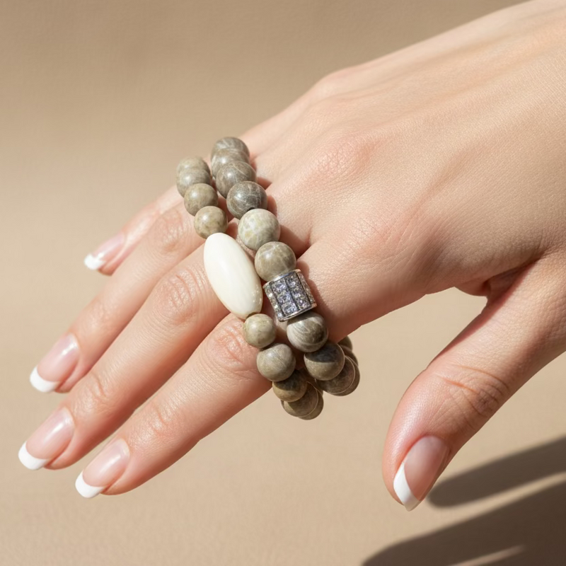 Petoskey Stone w/ Vintage Bead Custom Bracelet