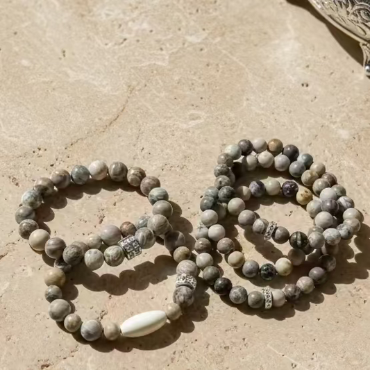 Petoskey Stone Bracelet w/SS Crystal Enhancement