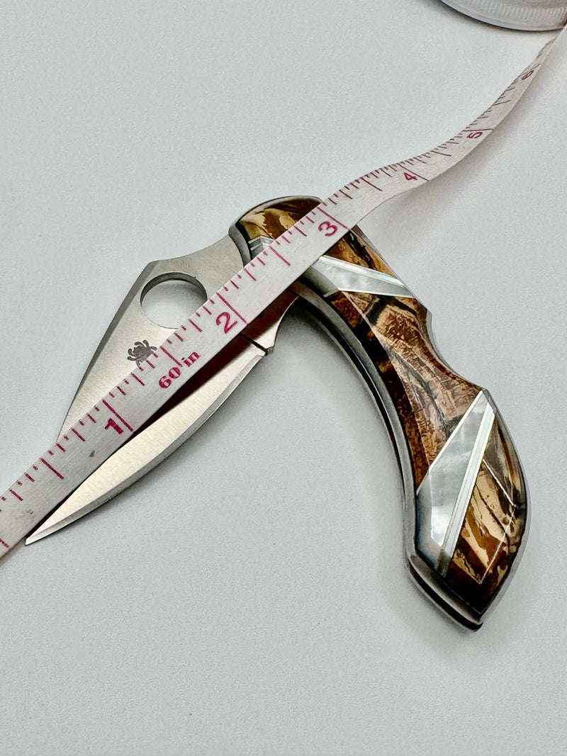 Mammoth Tusk, Mother of Pearl, Syderco Dragonfly pocket knife