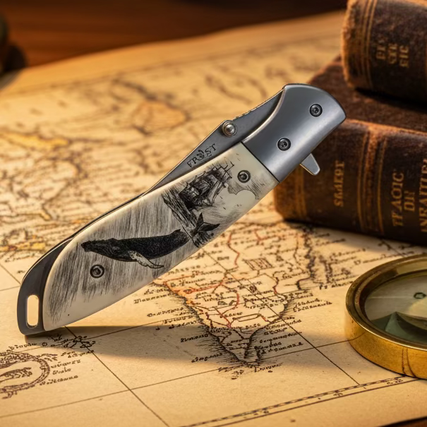 Scrimshaw Bone Spring Assistant pocket knife